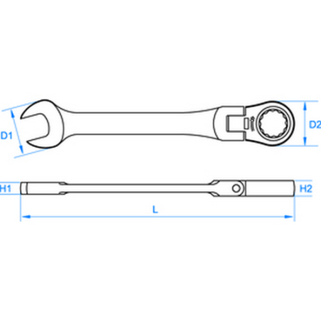 Cabeza articulada de llave combinada de trinquete - 3730 m