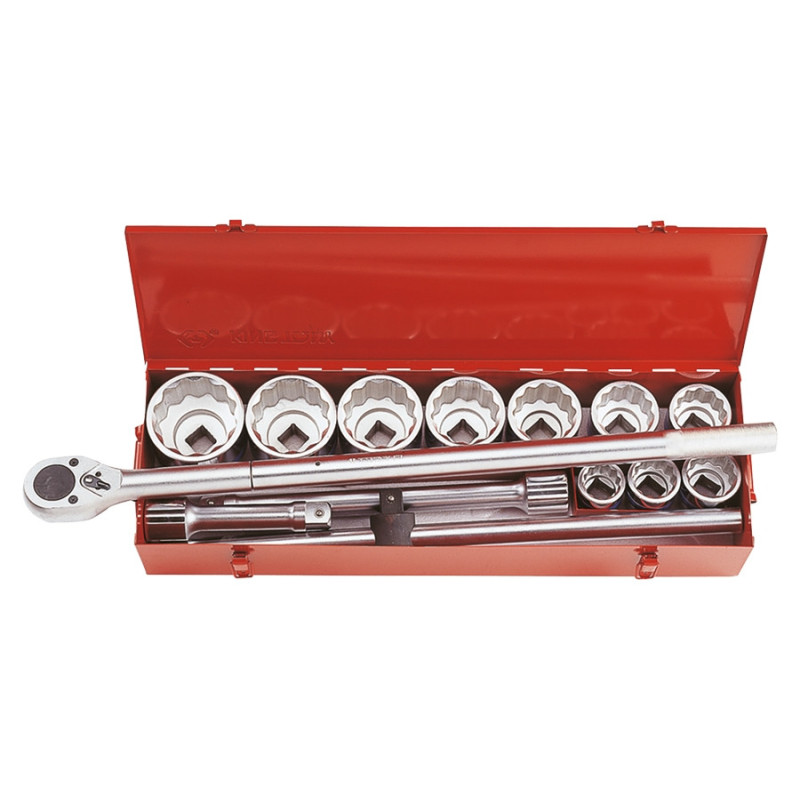 1" metrische dopset met 12-punts accessoires - 14 delen - 8015MR