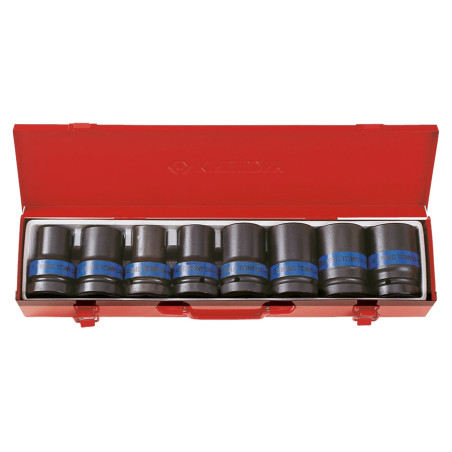 1" 6-punts impact lange dopset - 8 Stukken - 8408mp