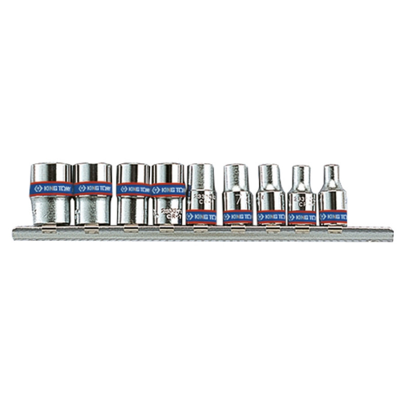 Set di bussole metriche a 6 punti da 1/4" su rotaia - 9 pezzi - 2509mr