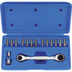 Metrische polygoon ratel combinatiesleutel set met bitsets Schroevendraaier - 16 stukken - 1014CQ