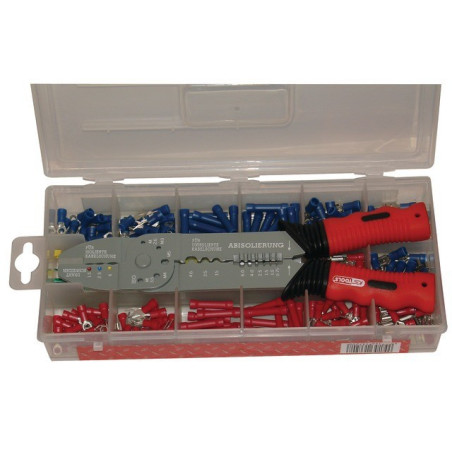 STRUMENTO STANDARD PER CRIMPARE CON ASSORTIMENTO DI 270 TENE PRE-ISOLATE IN UN CASE