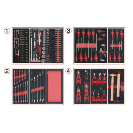 Servante d'atelier 7 tiroirs racing équipée 241 outils