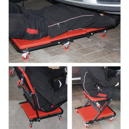 CARRELLO TURISTICO PIEGHEVOLE CONVERTIBILE IN UNO SGABELLO DA OFFICINA KS TOOLS