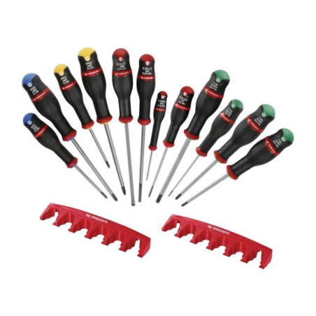 PROTWIST 4 CACCIAVITE A SCANALATURA 2 POZIDRIV 2 PHILLIPS 4 RESISTORI + 2 RACK SET DI 12 FACOM