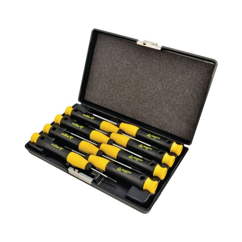 TOURNEVIS ELECTRONIQUES ANTISTATIC A FENTE ET PHILLIPS EN COFFRET DE 8 PIECES WHIRLPOWER