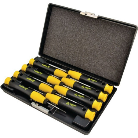 TOURNEVIS ELECTRONIQUES ANTISTATIC A FENTE ET PHILLIPS EN COFFRET DE 8 PIECES WHIRLPOWER