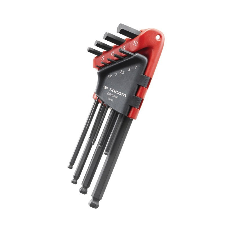 LANGE MANNELIJKE SLEUTEL 6-PUNTS KOGELKOP BEHUIZING MET 9 FACOM SLEUTELS