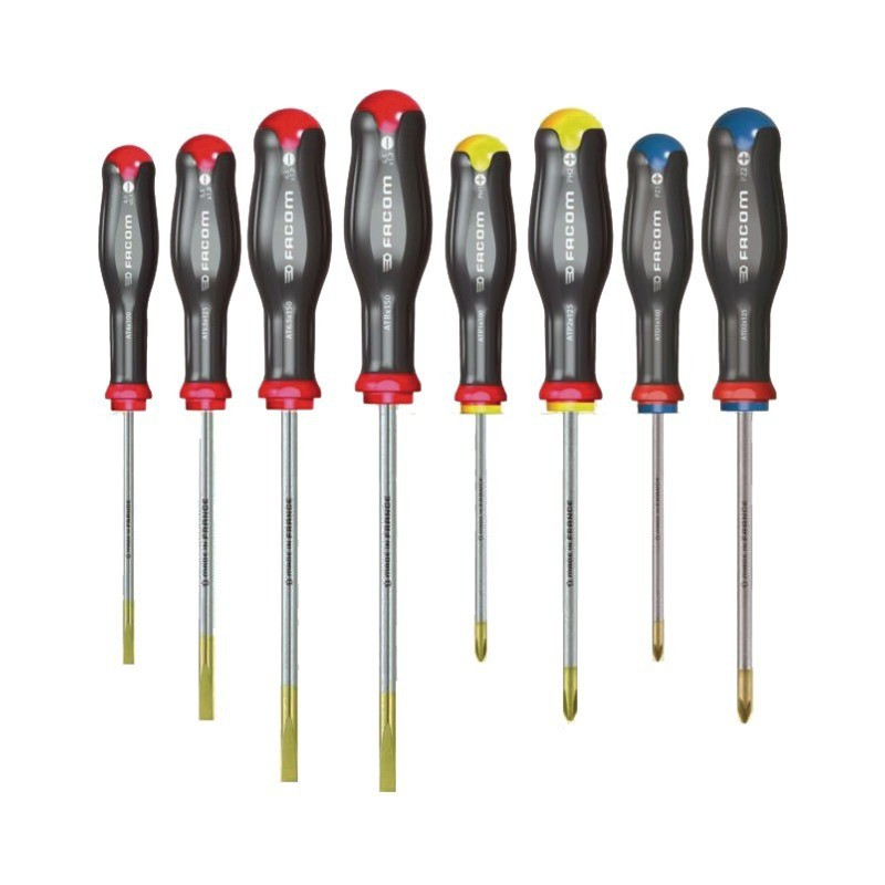 PROTWIST 4-SLOT SCHRAUBENDREHER – 2 PHILLIPS - 2 POZIDRIVER SET MIT 8 FACOM