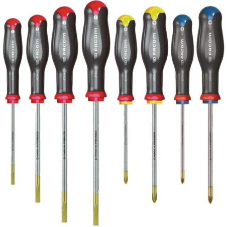 PROTWIST 4-SLOT SCHRAUBENDREHER – 2 PHILLIPS - 2 POZIDRIVER SET MIT 8 FACOM