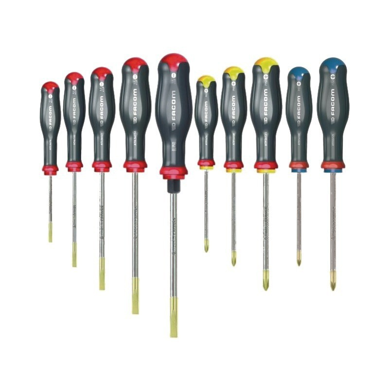 DESTORNILLADOR PROTWIST DE 6 RANURAS - 2 PHILLIPS - 2 POZIDRIV JUEGO DE 10 FACOM