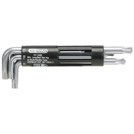 CLES MALE TORX LONGUE SUR ETUI PORTATIF LE JEU DE 8 KS TOOLS