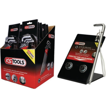 LLAVES MACHO EN EXHIBICIÓN DE 10 JUEGOS DE 9 PARA TORNILLOS DE 6 PUNTAS DAÑADOS + KIT DE DEMOSTRACIÓN