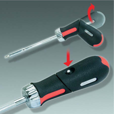 TOURNEVIS A POIGNEE REVOLVER À CLIQUET GEARplus AVEC 6 EMBOUTS KS TOOLS