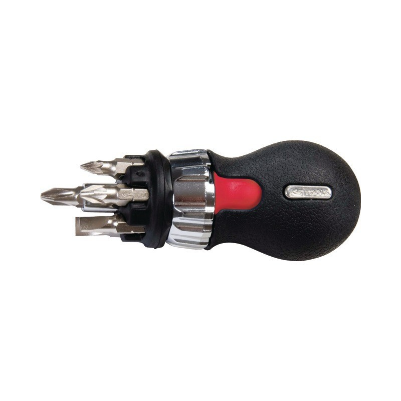 GEARPLUS GEARplus KURZER GRIFF TOM-DAUMENRATSCHEN-SCHRAUBENDREHER MIT 6 BITS KS WERKZEUGEN