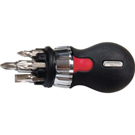 GEARPLUS GEARplus DESTORNILLADOR DE TRINQUETE TOM THUMB DE MANGO CORTO CON HERRAMIENTAS KS DE 6 BITS