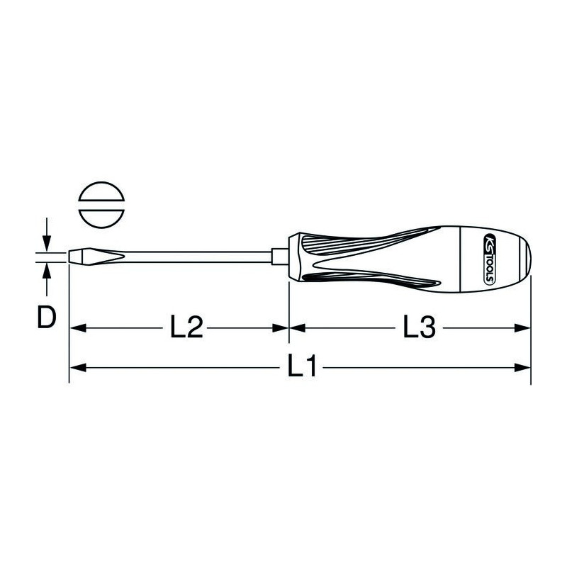 Destornillador Ultimate Slot - KStools - L. Blade 75mm - Broca 2,5 mm