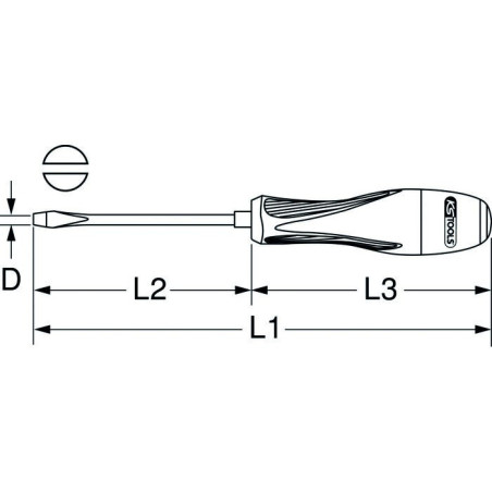 Ultieme Sleufschroevendraaier - KStools - L. Blad 75mm - Bit 2,5 mm