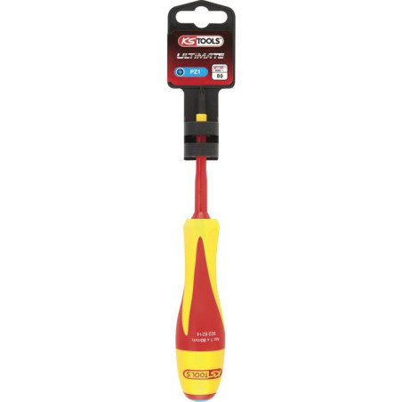 Cacciavite isolato bimateriale Pozidriv® 1000V - KStools - L.185 mm - Lama W. 80 mm - PZ1