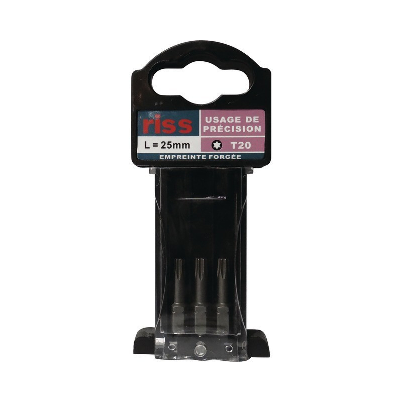 CAJA FORJADA DE BROCAS DE DESTORNILLADOR TORX T20 LG DE 25 MM CON 3 RISS