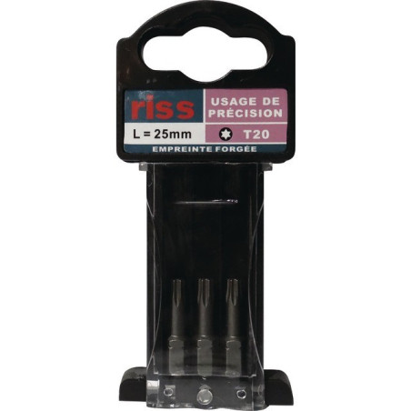 GESMEDE TORX T20 LG 25 MM SCHROEVENDRAAIERBITS, DOOS VAN 3 RISS.