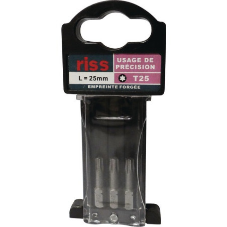 EMBOUTS DE VISSAGE FORGE TORX T25 LG 25 MM BOITE DE 3 RISS