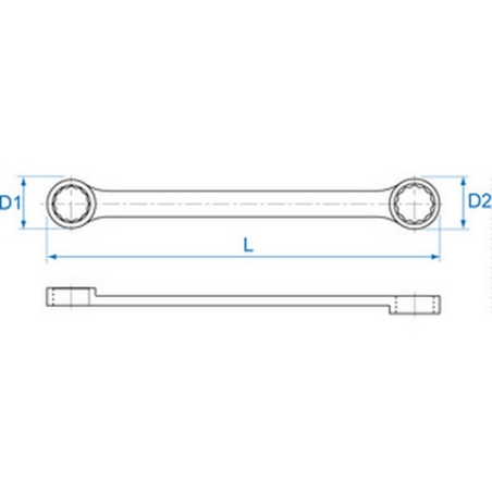 Llave de caja recta larga de 12 puntos - 19b01
