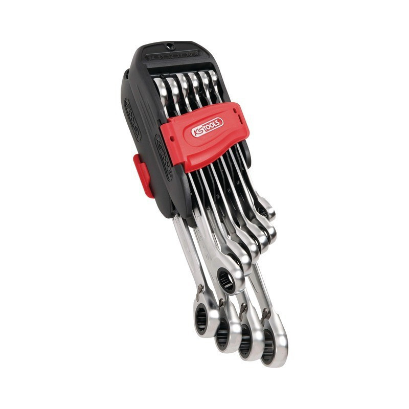 CHIAVE COMBINATA A CRICCHETTO REVERSIBILE GEARPLUS SU UN SET PORTATILE DI 10 UTENSILI KS