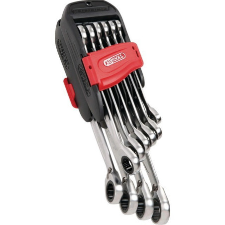 CHIAVE COMBINATA A CRICCHETTO REVERSIBILE GEARPLUS SU UN SET PORTATILE DI 10 UTENSILI KS