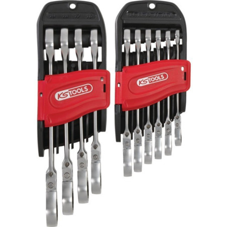 CLES MIXTES A CLIQUET GEARPLUS A TETE INCLINABLE A VERROUILLAGE SUR ETUI PORTATIF JEU DE 10 KS TOOLS