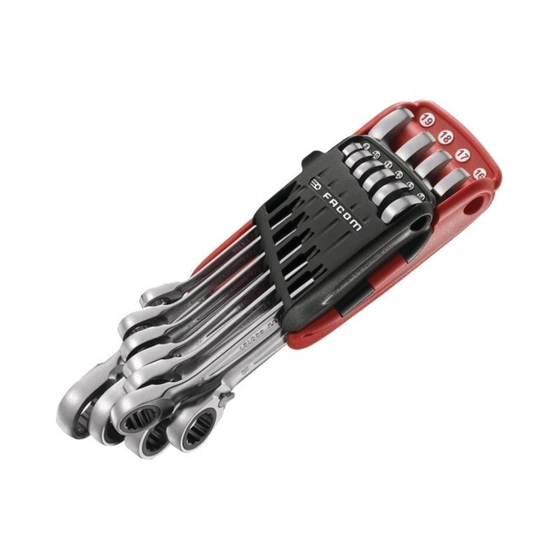 CLES MIXTES A CLIQUET REVERSIBLES ULTRA GRIP SUR ETUI PORTATIF JEU DE 10 FACOM