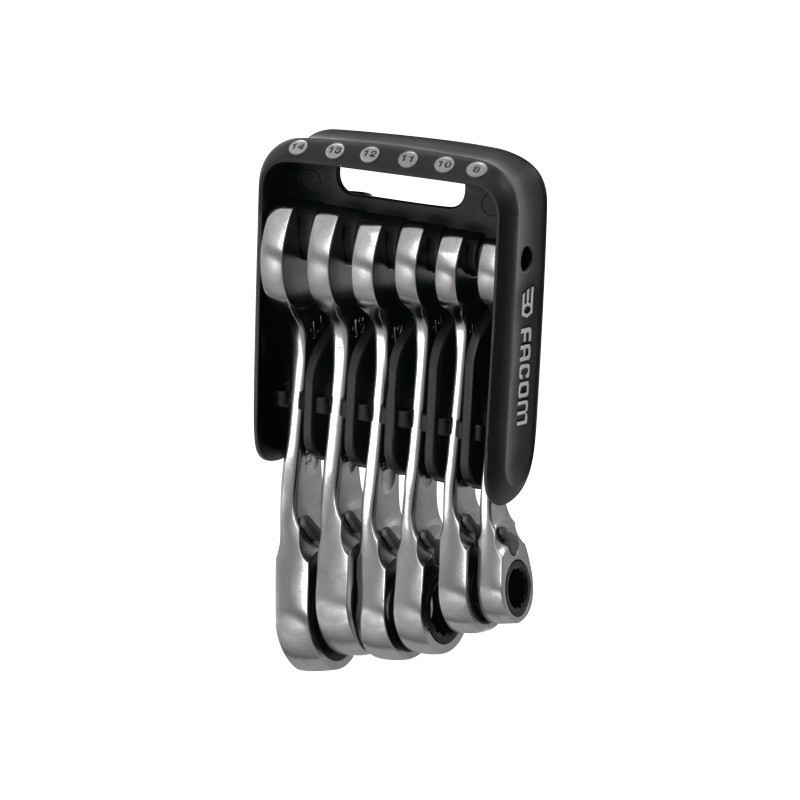 ULTRA GRIP OMKEERBARE RATEL KORTE COMBINATIESLEUTELS OP DRAAGBARE KOFFER SET VAN 6 FACOM