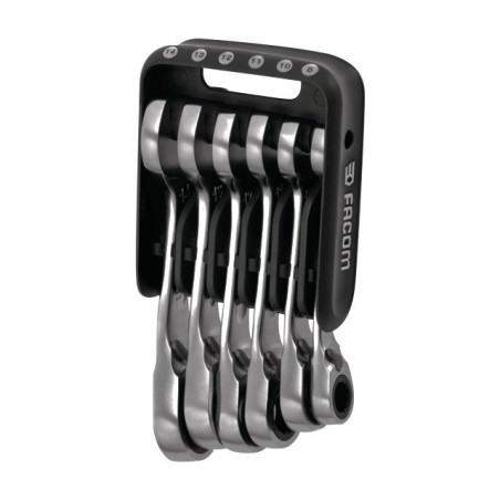 ULTRA GRIP REVERSIBLE RATCHET SHORT KOMBINATIONSSCHLÜSSEL AUF TRAGBAREM GEHÄUSE SET VON 6 FACOM