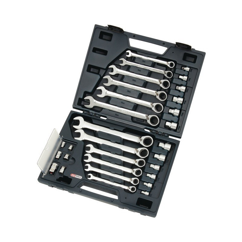 CLES MIXTES A CLIQUET REVERSIBLES RING STOP GEARPLUS COFFRET DE 30 PIECES KS TOOLS
