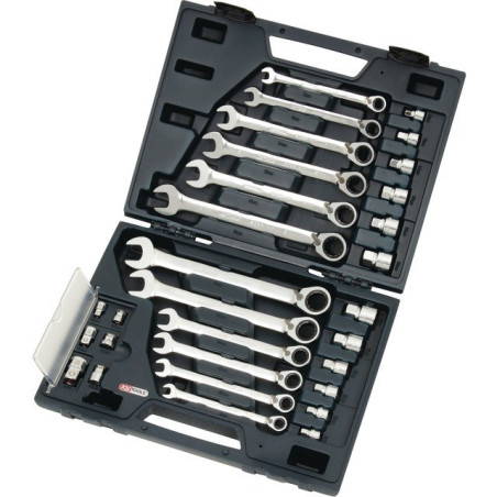 CLES MIXTES A CLIQUET REVERSIBLES RING STOP GEARPLUS COFFRET DE 30 PIECES KS TOOLS