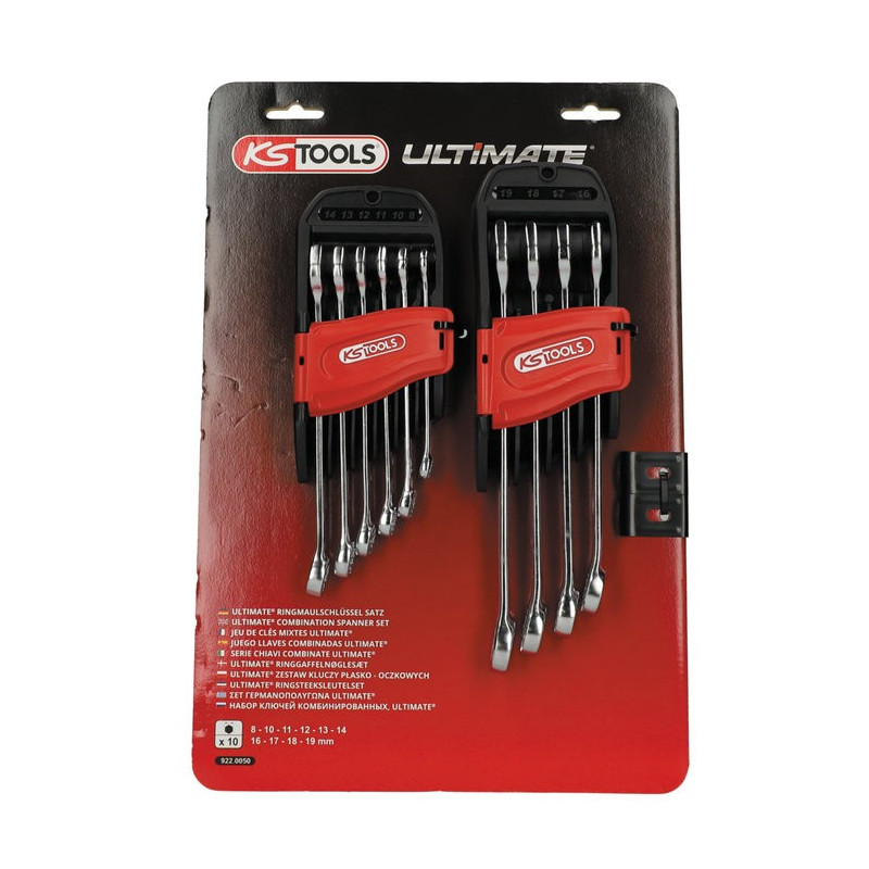 Set di 10 chiavi combinate metriche - KS Tools - con supporto