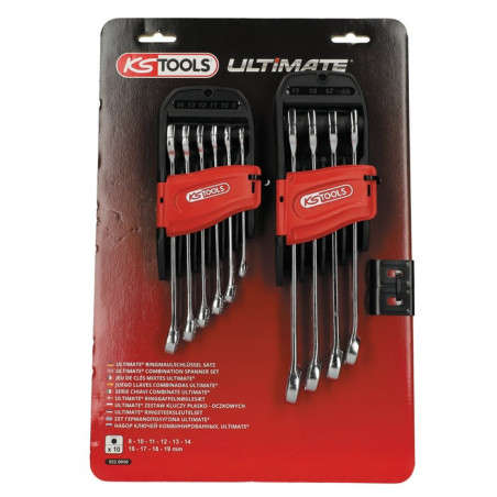Set von 10 metrischen Kombinationsschlüsseln – KS Tools – mit Halter