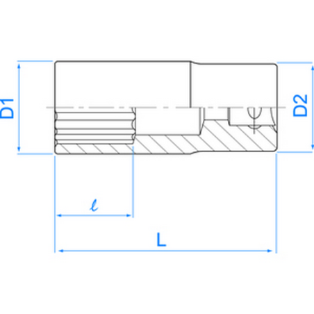 Douille longue 1/2" (12.7 mm) 6 Pans 4235