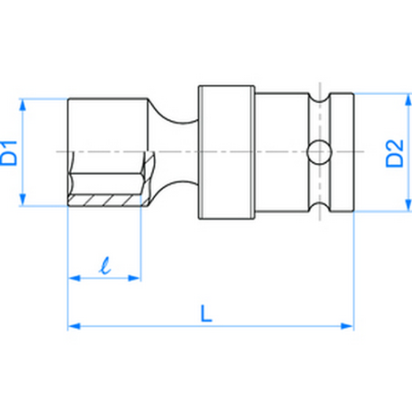 Vaso de impacto estándar con cardán de 6 puntos 4B55 de 1/2" (12,70 mm)