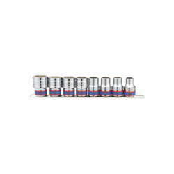 Set di bussole metriche a 12 punti 1/2" su rotaia - 8 pezzi - 4010MR