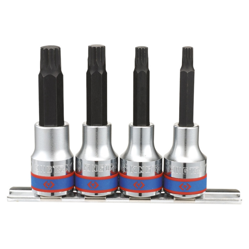 Set di bussole XZN lungo 1/2" su rotaia - 4 pezzi - 4136pr