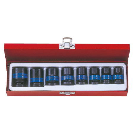 Coffret de douilles à choc 1/2" métriques - 8 pièces - 4408mp