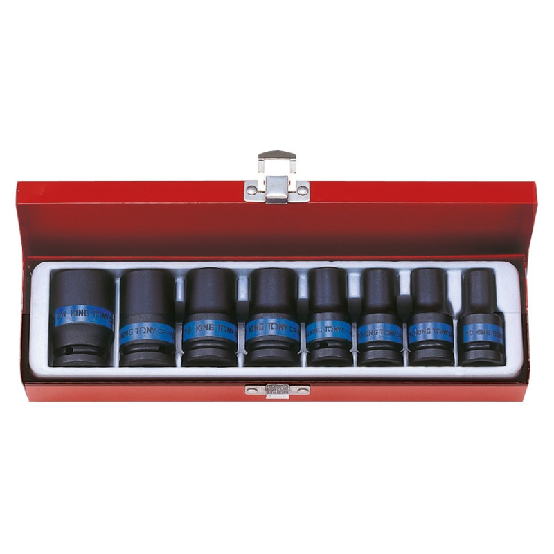 Coffret de douilles longues 1/2" à choc métriques - 8 pièces - 4413mp