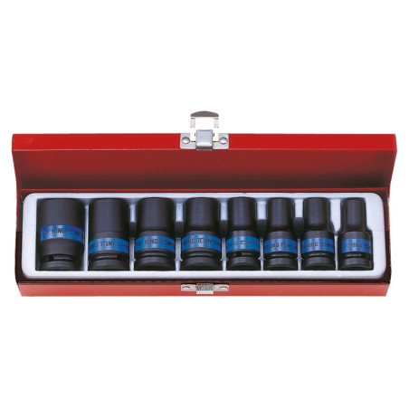 1/2" metrische impact lange dopset - 8 delen - 4413mp