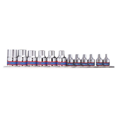 Jeu de douilles 3/8" et 1/2" Torx sur rail - 12 pièces - 7113pr