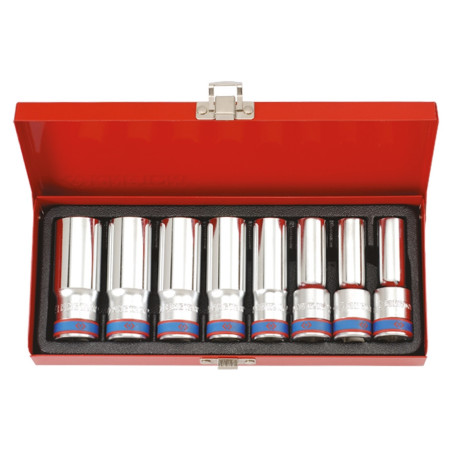 Juego de vasos métricos de 12 puntos 1/2" - 8 piezas - 4208mr