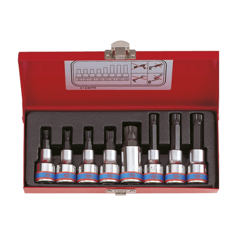 Set di bussole per cacciaviti XZN® Long & Short da 1/2" - 8 pezzi - 4128PR