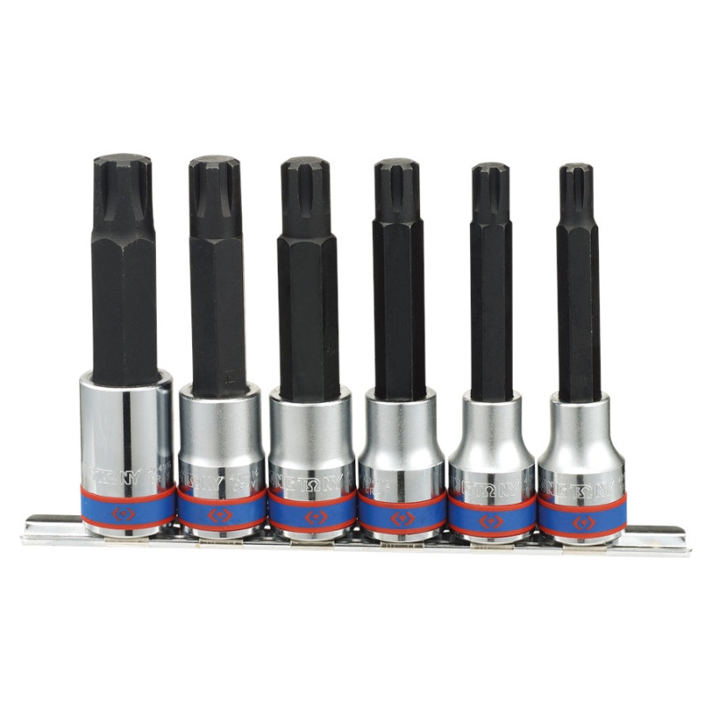 Jeu de douilles tournevis longues 1/2" Ribe sur rail - 6 pièces - 4116PR