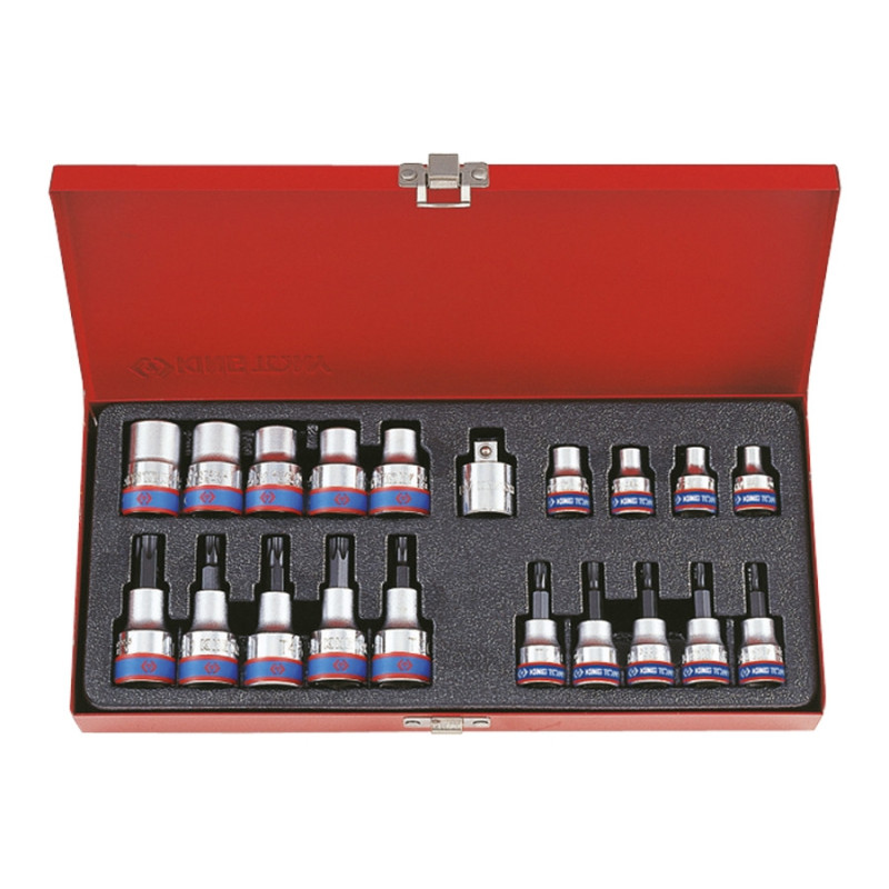 Coffret de douilles tournevis 3/8" et 1/2" Torx et Resistorx avec accessoire - 7120pr01