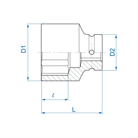 1-1/2" (38,1 mm) standaard metrische 6-punts slagdop 9535M
